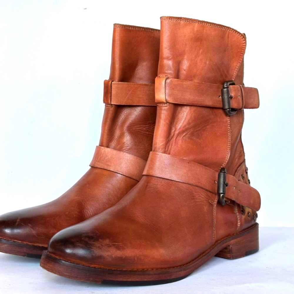 Vintage Foundry Co. Sherry Boots Brown Size 7 Women's leather biker moto - Picture 6 of 8